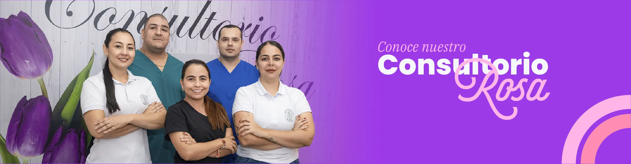 Banner del Consultorio Rosa con una mano extendida en señal de apoyo