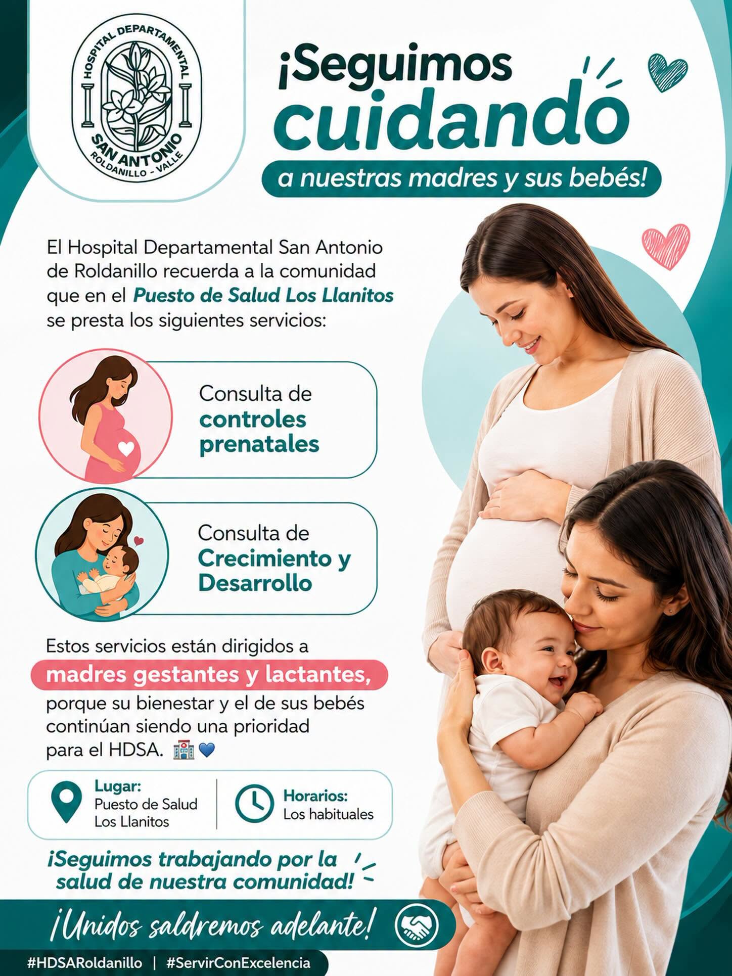 Servicios en el Puesto de Salud Los Llanitos: consulta de controles prenatales y de crecimiento y desarrollo, para madres gestantes y lactantes