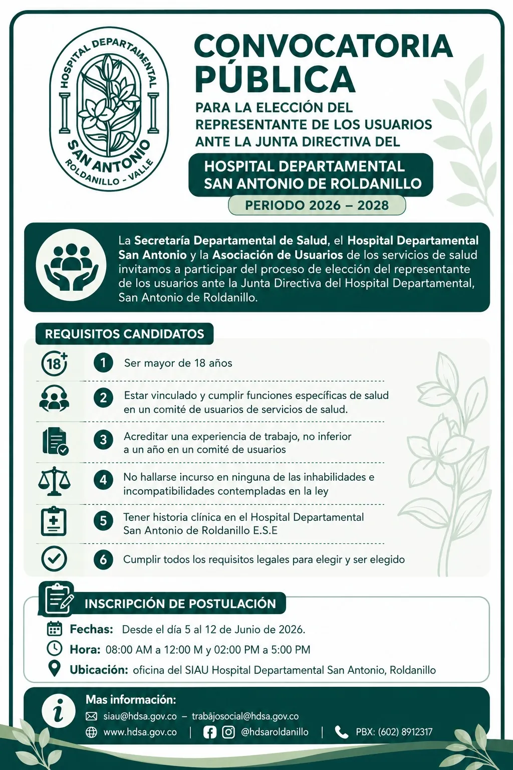 Convocatoria p&uacute;blica para elecci&oacute;n del representante de los usuarios